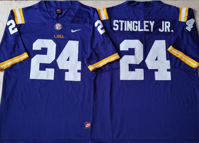Men LSU Tigers #24 Stingley jr Purple Nike 2025 NCAA Jersey->ncaa teams->NCAA Jersey